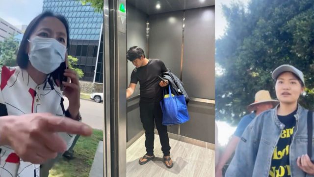 Tre persone hanno intimidito o aggredito i praticanti del Falun Gong a Los Angeles (di seguito sono riportati video e foto di testimoni).